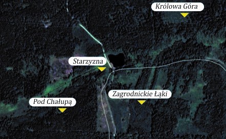 Fragment mapy z nazwami miejscowymi z okolic Brodziaków i Edwardowa