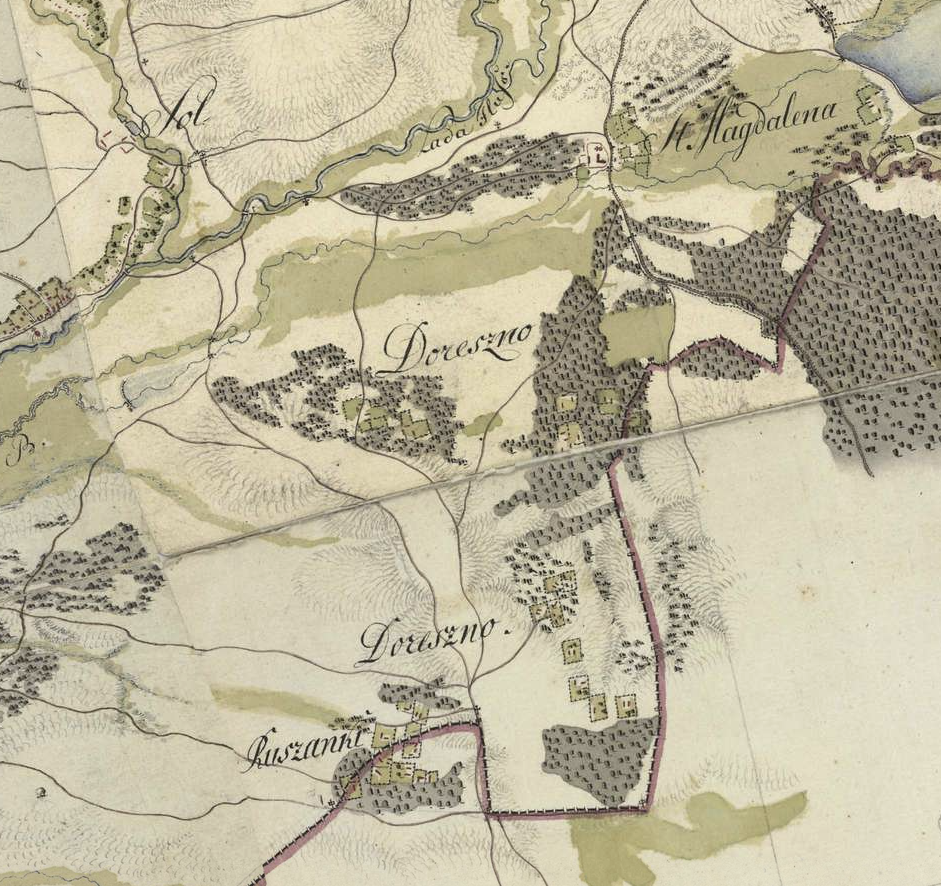 Dereźnia na mapie z 1801 r