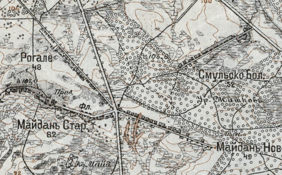 Okolice Smólska i Majdanu na mapie rosyjskiej z 1916 r